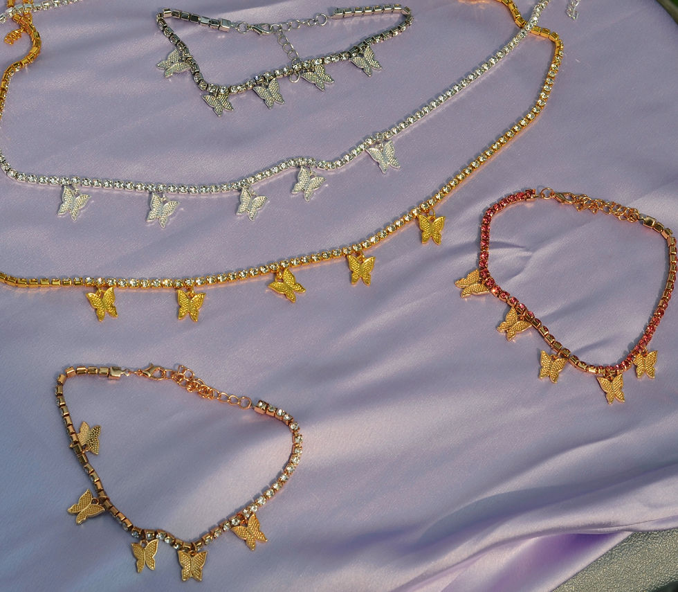 Thumbnail: Butterfly Bling Anklet - Gold