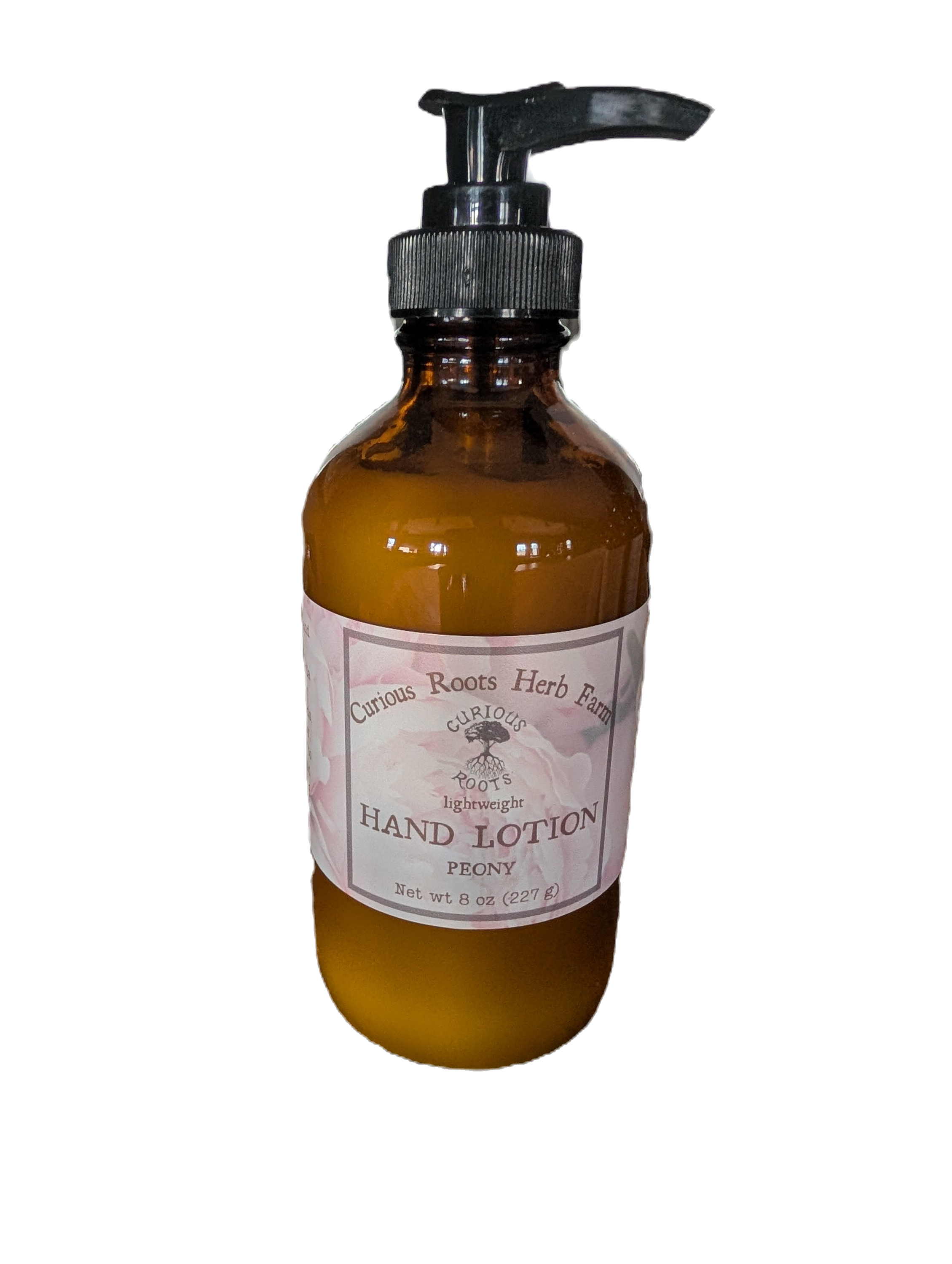 Peony scented HAND LOTION in brown pump bottle, 8 fl. oz.