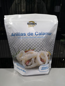 Anillas de calamar empaque blanco