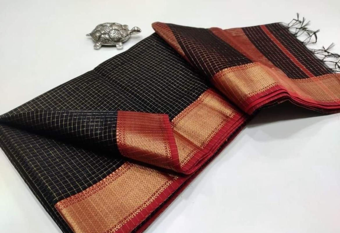 Maheshwari Handloom tissue Saree (check pattern)