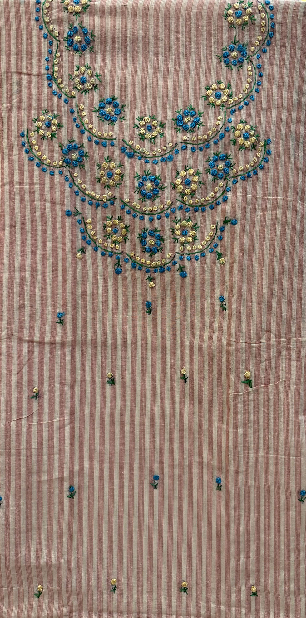 Phulkari Hand Embroidered check Kurti (Cotton)
