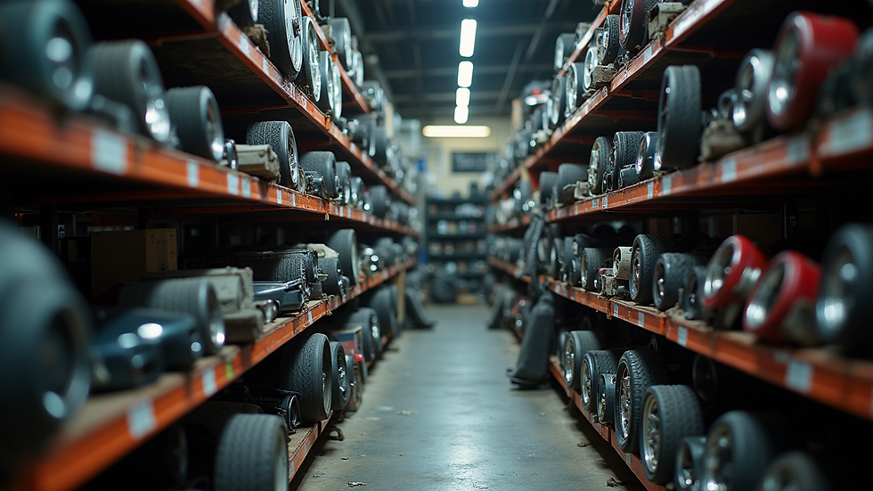 Close-up view of a used car parts shop in Istanbul