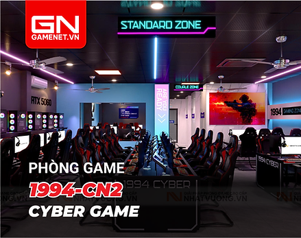 1994 CYBER GAME 2 mang concept Dominator Zone – không gian “vùng thống trị” đúng chất cyber/arena, nơi mọi góc nhìn đều hướng đến cảm giác kiểm soát – chiến đấu – áp đảo. Tông xanh dương lạnh – xám bê tông – đen trần tạo nền sạch, hiện đại; LED line tím–xanh chạy viền trần kết hợp neon zone khiến tổng thể sáng gọn, nổi khối rõ và nhìn “combat-ready” cực cuốn.