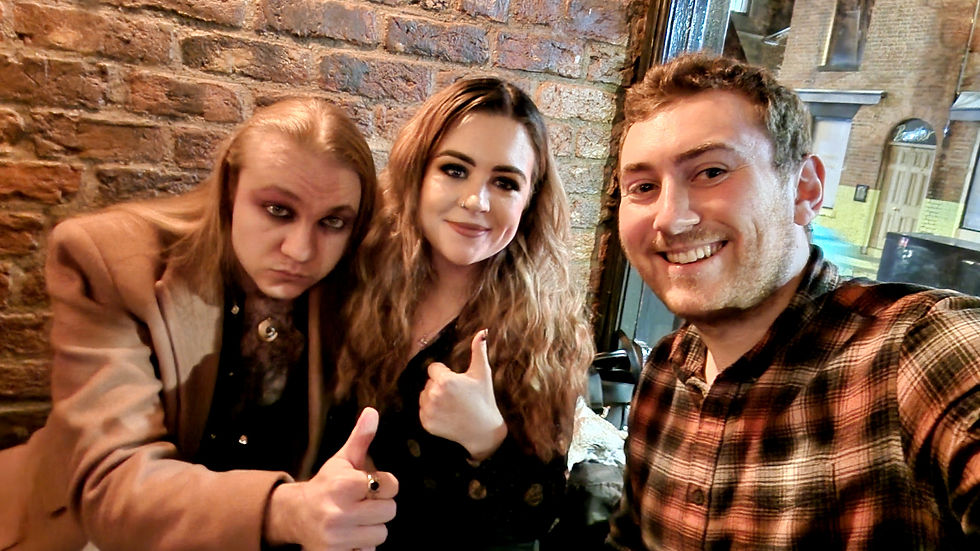 Jassy and Louie from GUISE with Peter from The Liverpudlian after their interview in The Jac Club (Credit: The Liverpudlian).