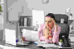 stressed mom trying to work