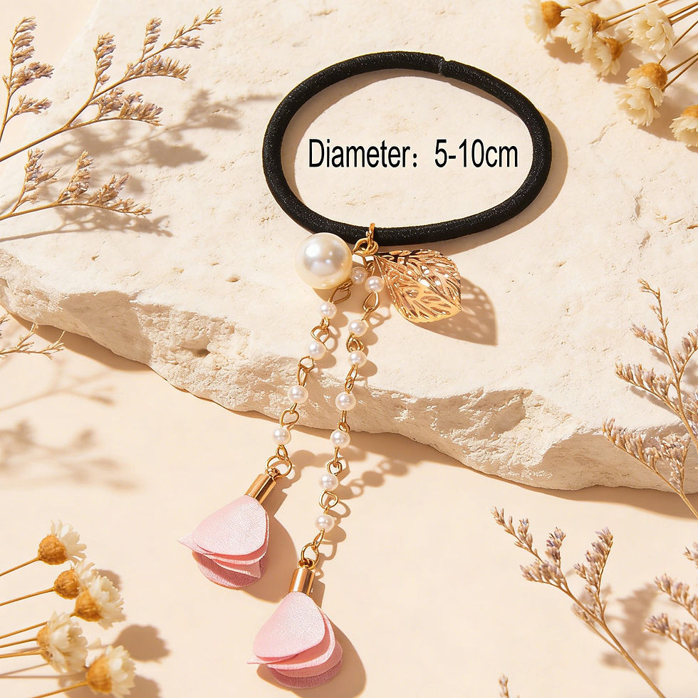 Thumbnail: Hair Holder Accessories Pearl Long Chain Headwear Petal Elastic Hair Ties Ropes