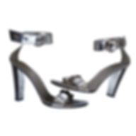 Gucci Silver Leather Ankle Strap Sandals