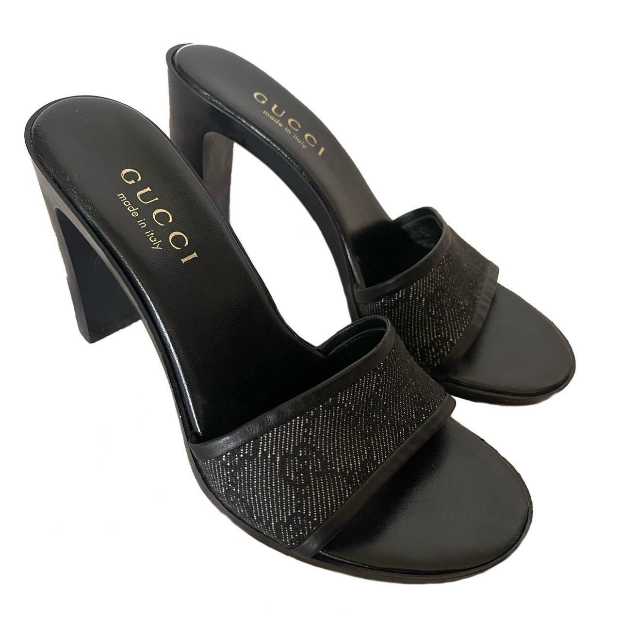 Vintage Gucci Logo Web Print Heels