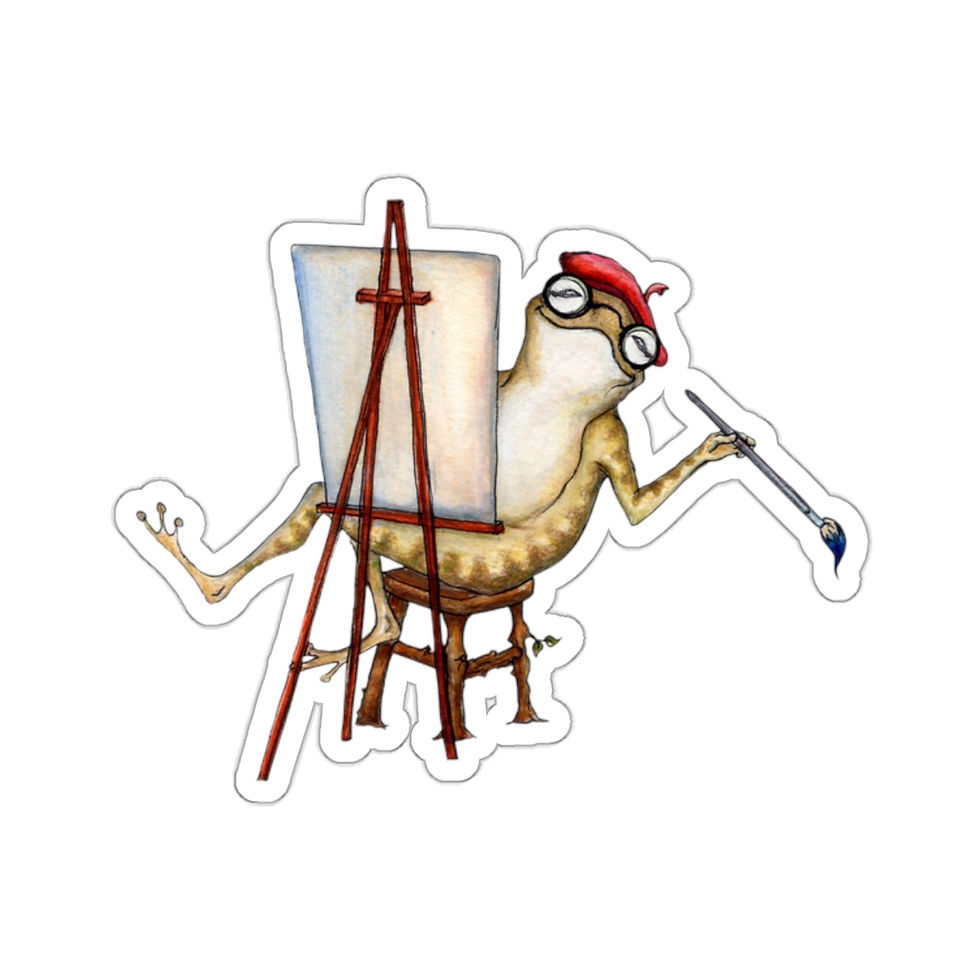 Thumbnail: Painter Frog Kiss-Cut Sticker