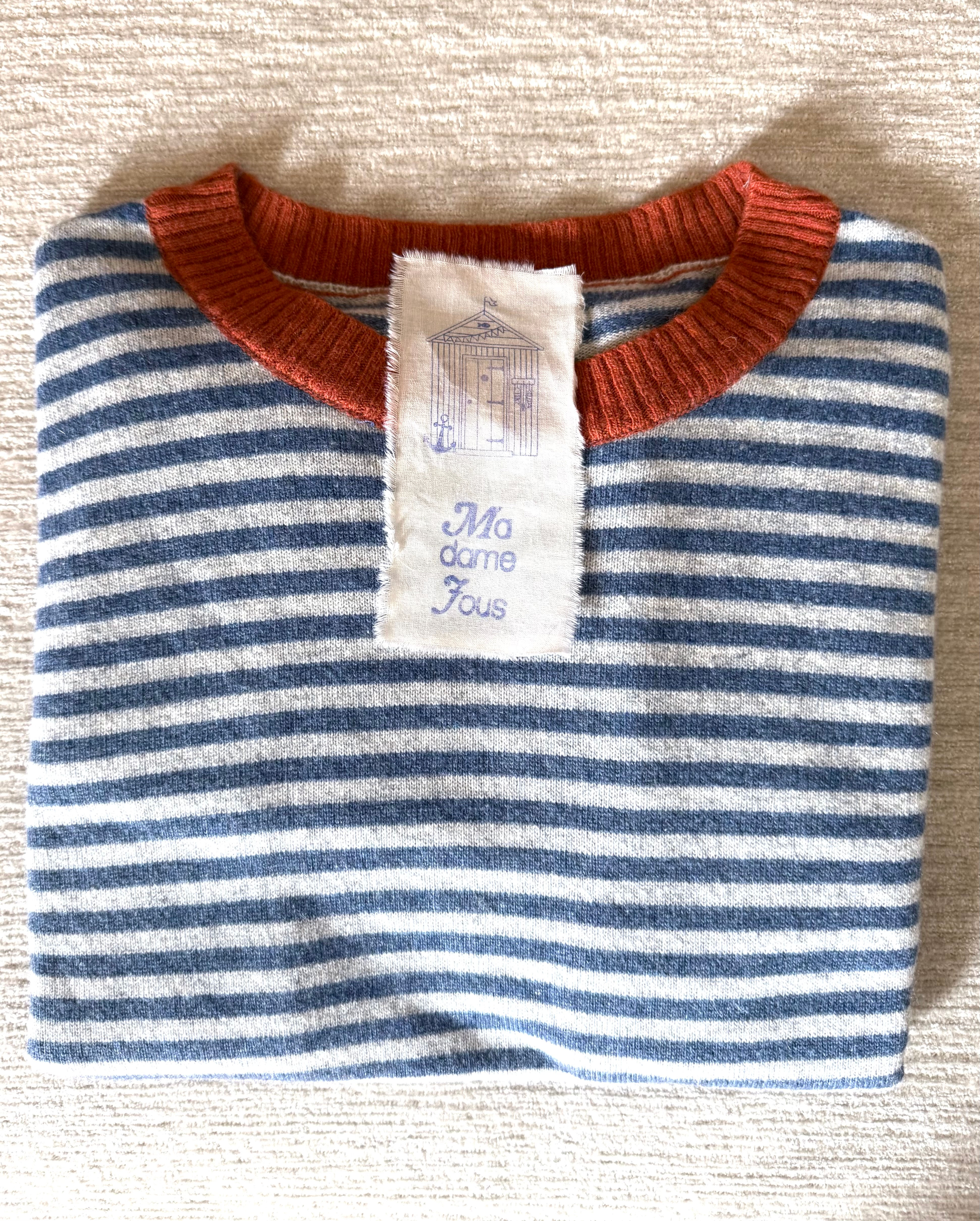 Pullover Augusto riga Grigio Mélange/CobaltoPolvere contrasto ruggine