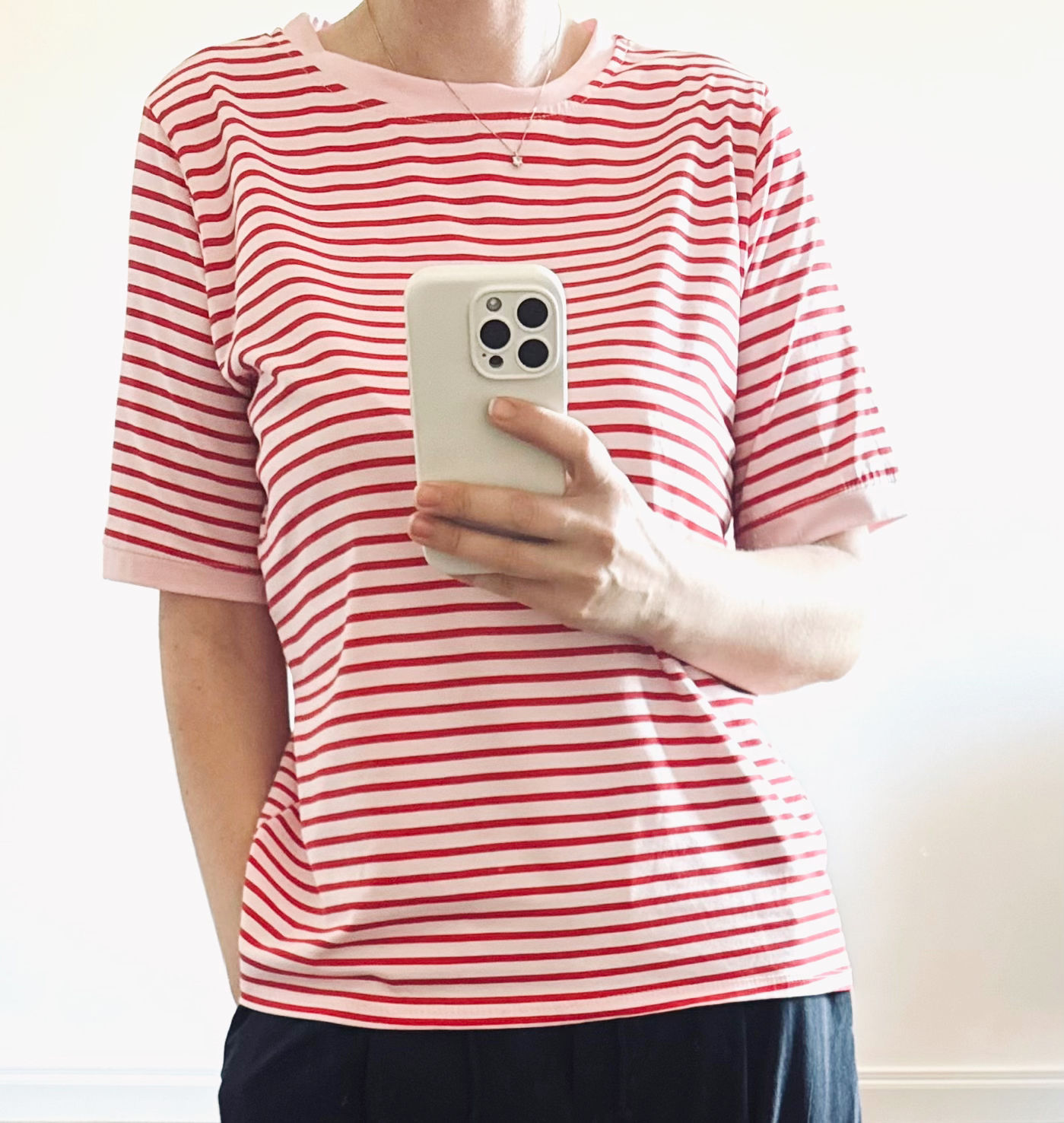 Marinière in Cotone riga Rosso/Rosa