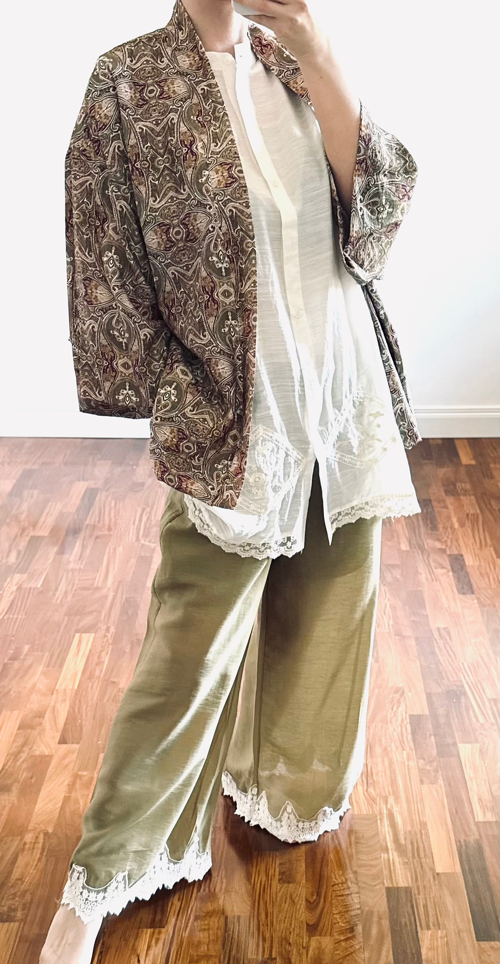Miniatura: Giacchina Kimono toni Verde Oliva
