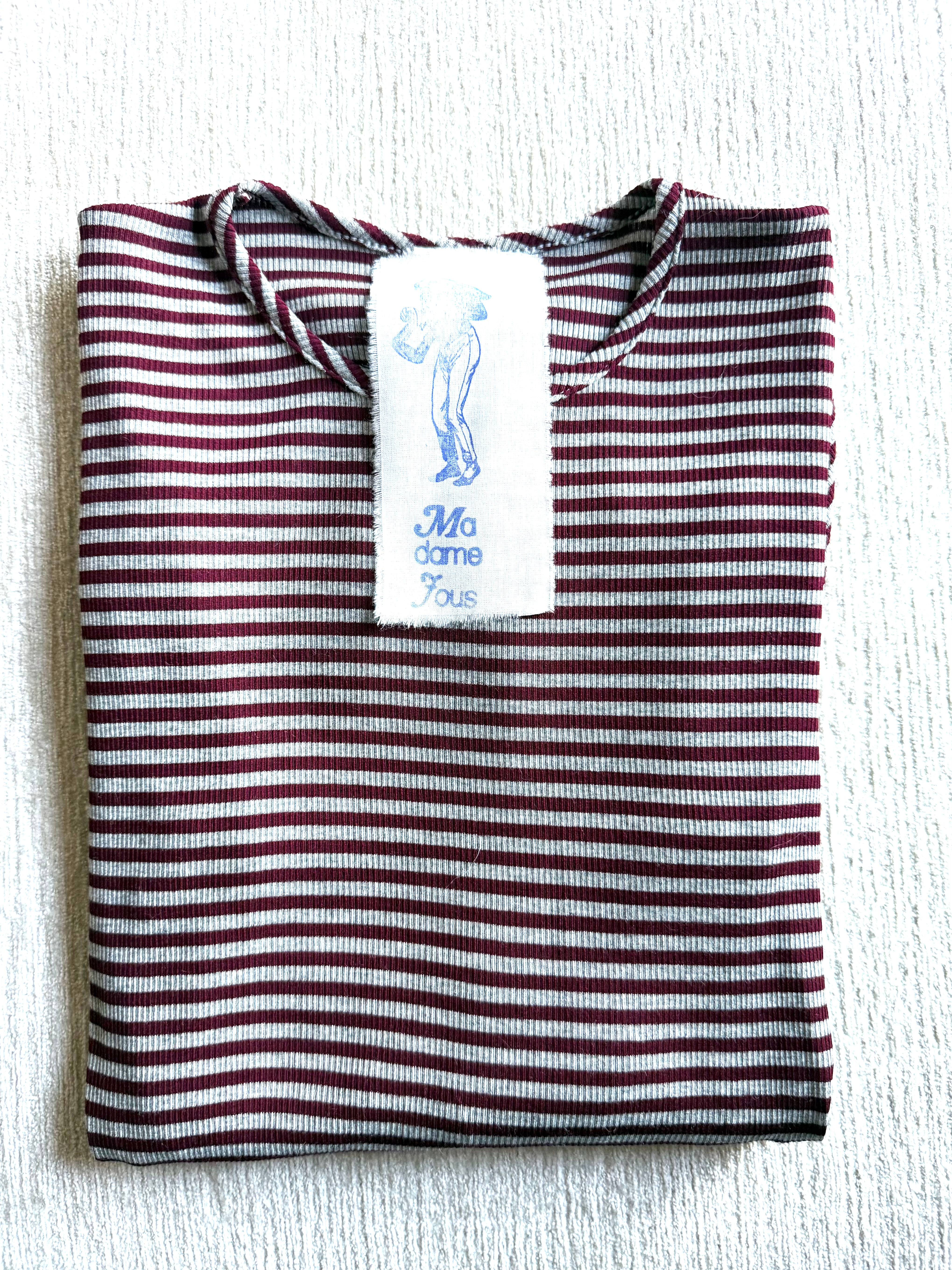 Maglia a Righe Borgogna/Grigio Mélange