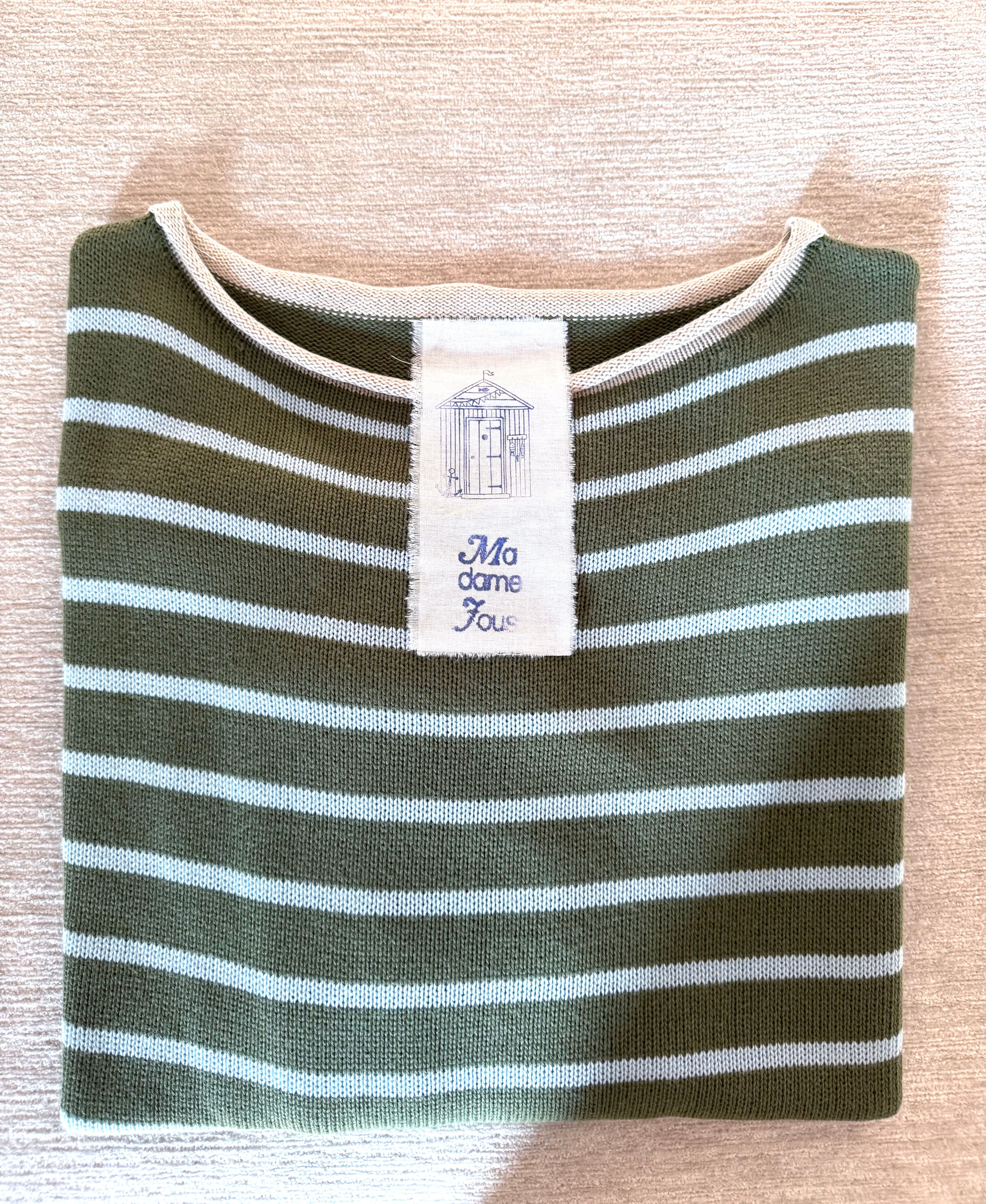 New Ubaldo Cotone Riga Verde/Celeste contrasto Beige