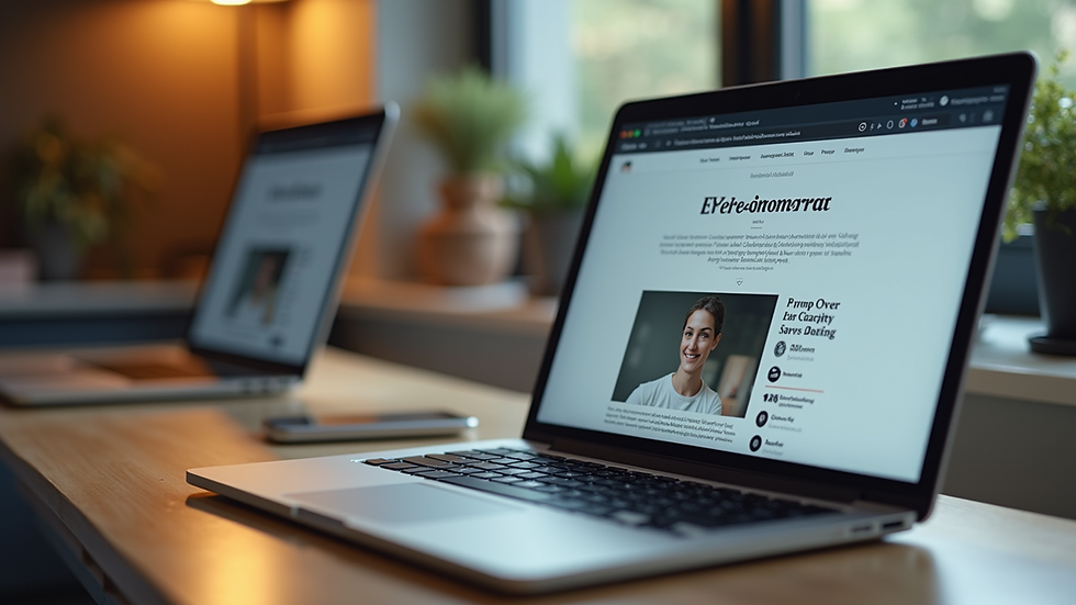 Eye-level view of a laptop screen showing a blog post about e-commerce