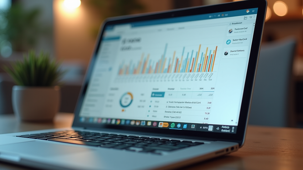 Eye-level view of a laptop screen showing ecommerce analytics dashboard