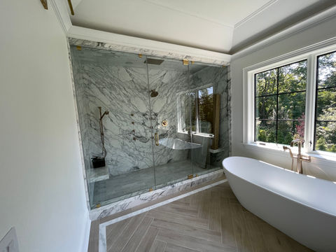 Bathroom vanity tops and showers