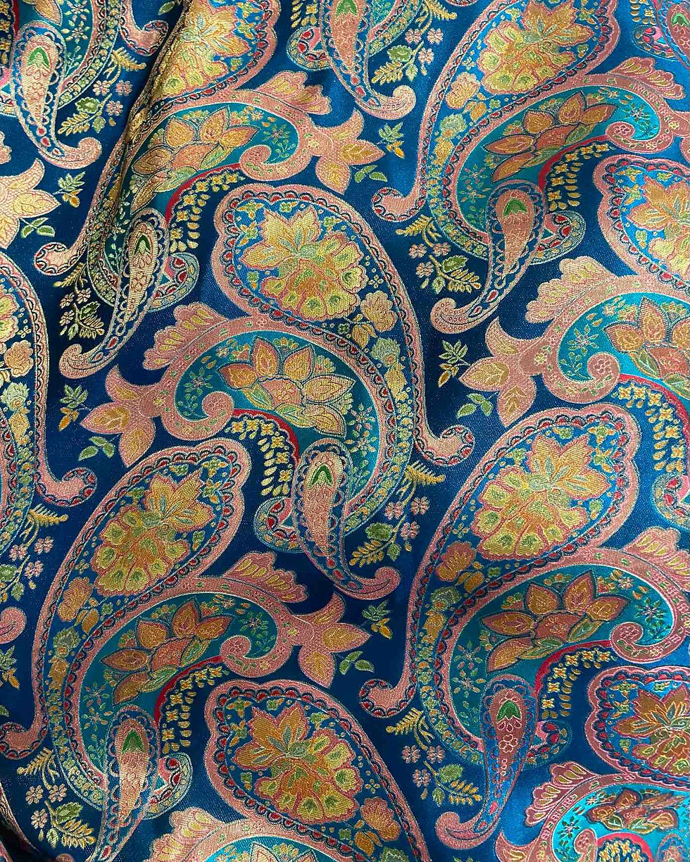 Blue Colour | Premium viscose brocade fabric | Paisley/keri design for women's ethnicwear
