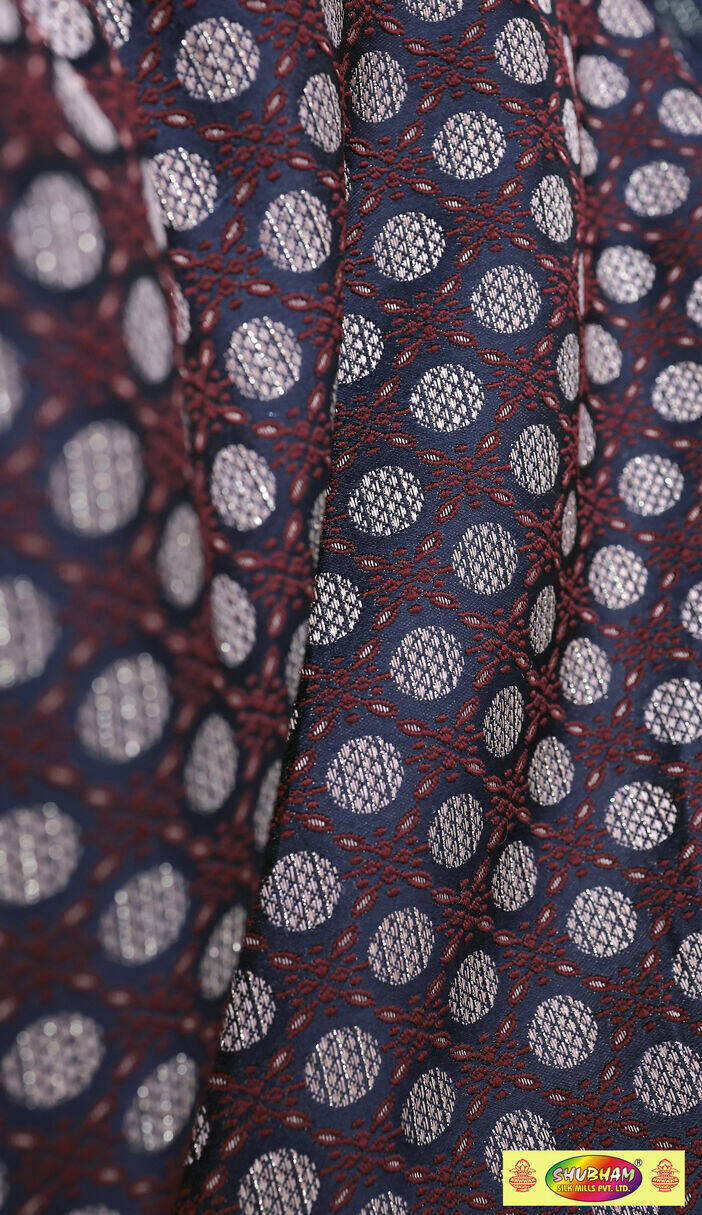Thumbnail: Red colour sherwani jacquard fabric | Manufacturer and supplier from surat
