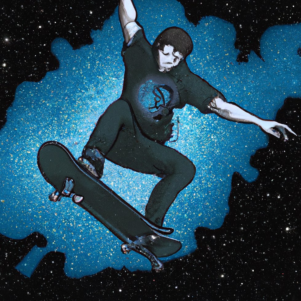 Skater profesional haciendo un truco, creative, photoshot, 3D, 4K, HD. HUMAN x IA