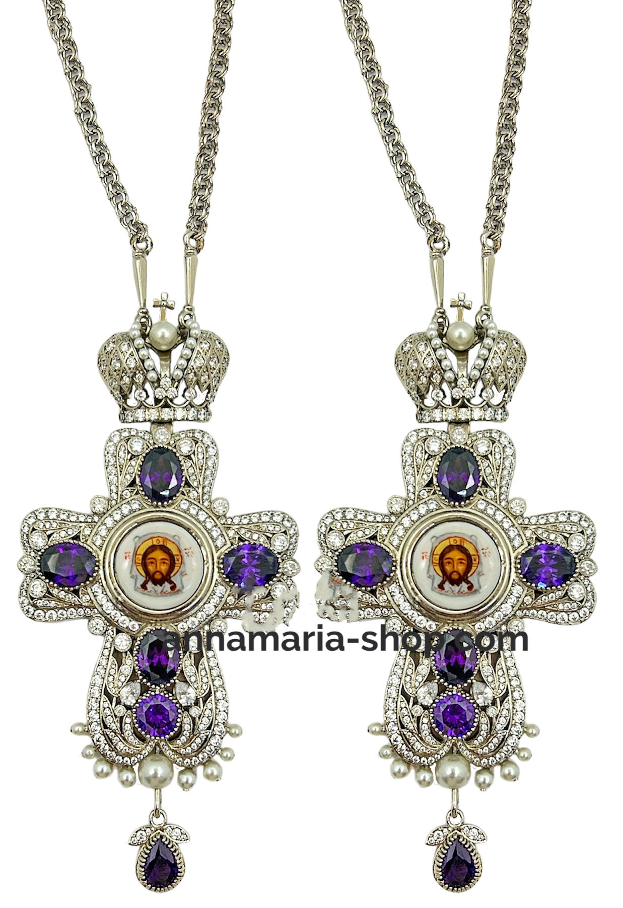 Нагръден КРЪСТ ↕16,5cm ↔8cm Месингов никел