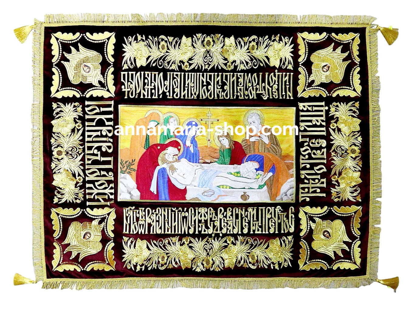 Плащеницата на Спасителя Бордо 100/125 см. Кадифена бродерия