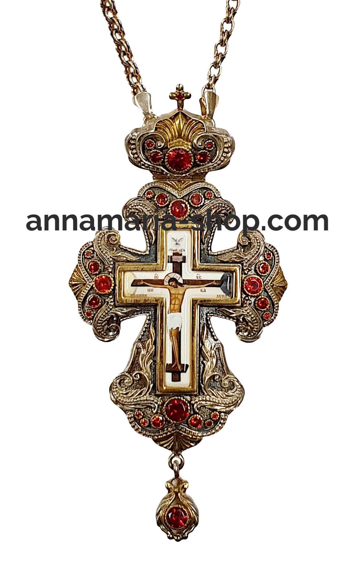 КРЪСТ Пекторал Месингово сребърно покритие Цирконий AGAT 183.24