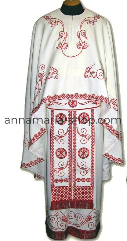 Облачення священицьке, вишите на габардині білого кольору, нашитий хрест, грецьк