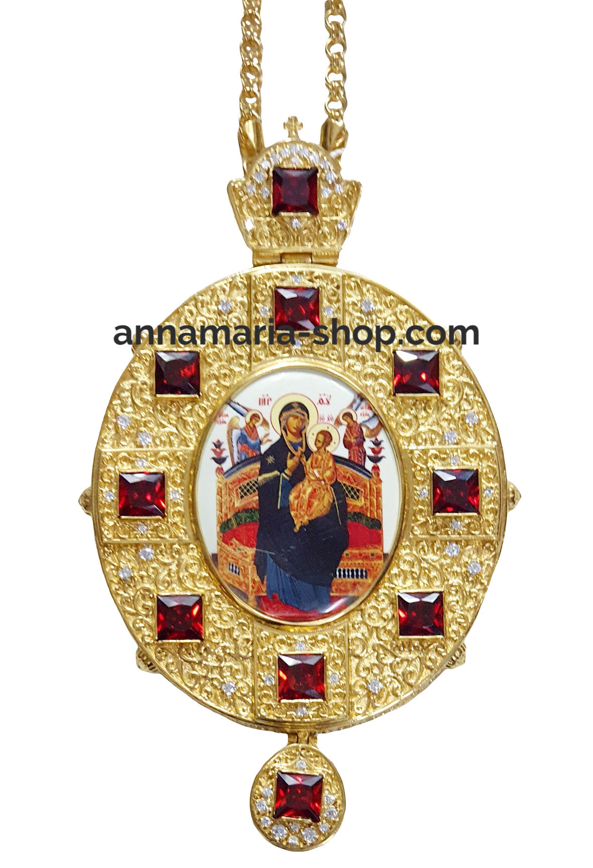 ПАНАГИЯ Латунь Позолота Цирконий АГАТ 297.89г