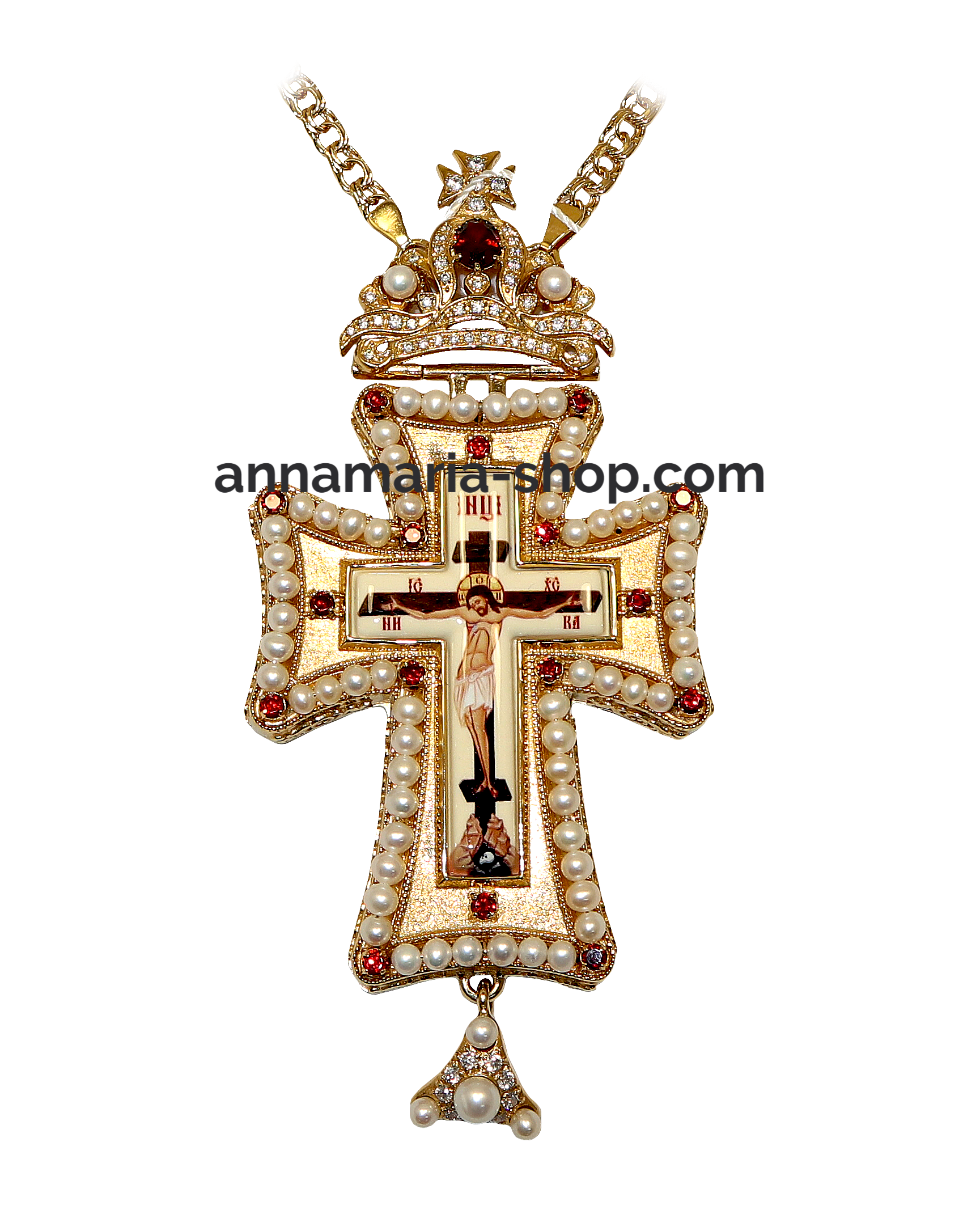 CROSS Пекторал, месинг, позлата, циркониеви перли, ахат 170,29 g