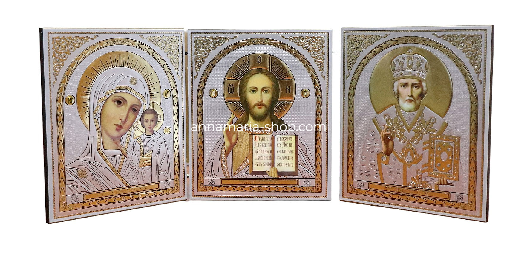 Икона-склад тройник Вседержитель, Казанская, Николай 10/12