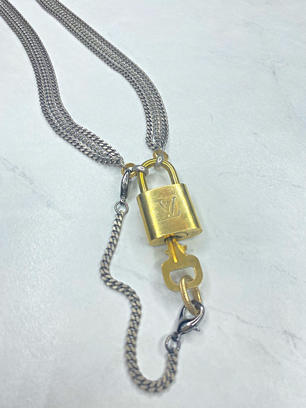 Thumbnail:  Vintage Authentic LV Lock & Key Multi-strand Lariat