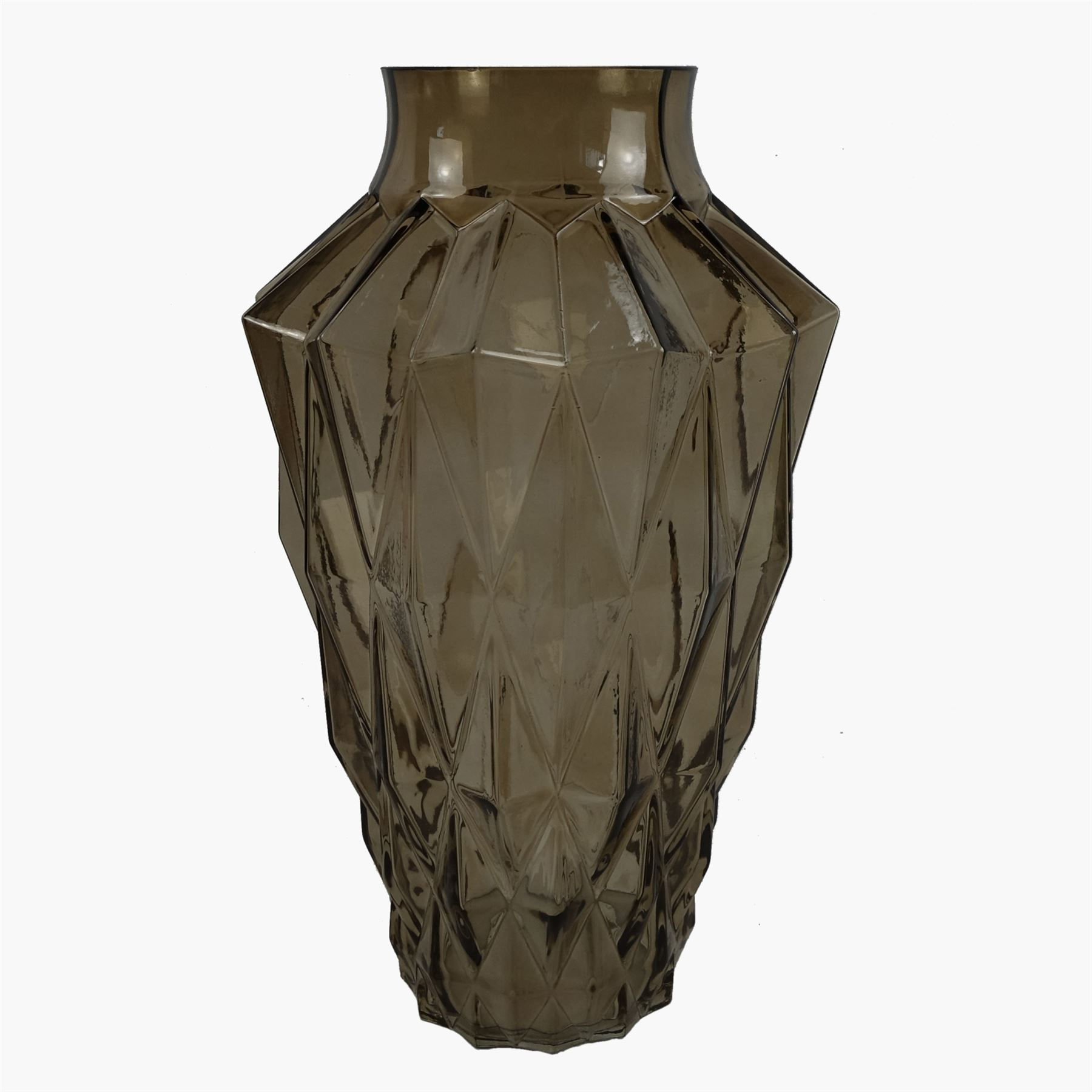 30cm Brown Geometric Glass Vase - Elegant Modern Home Décor