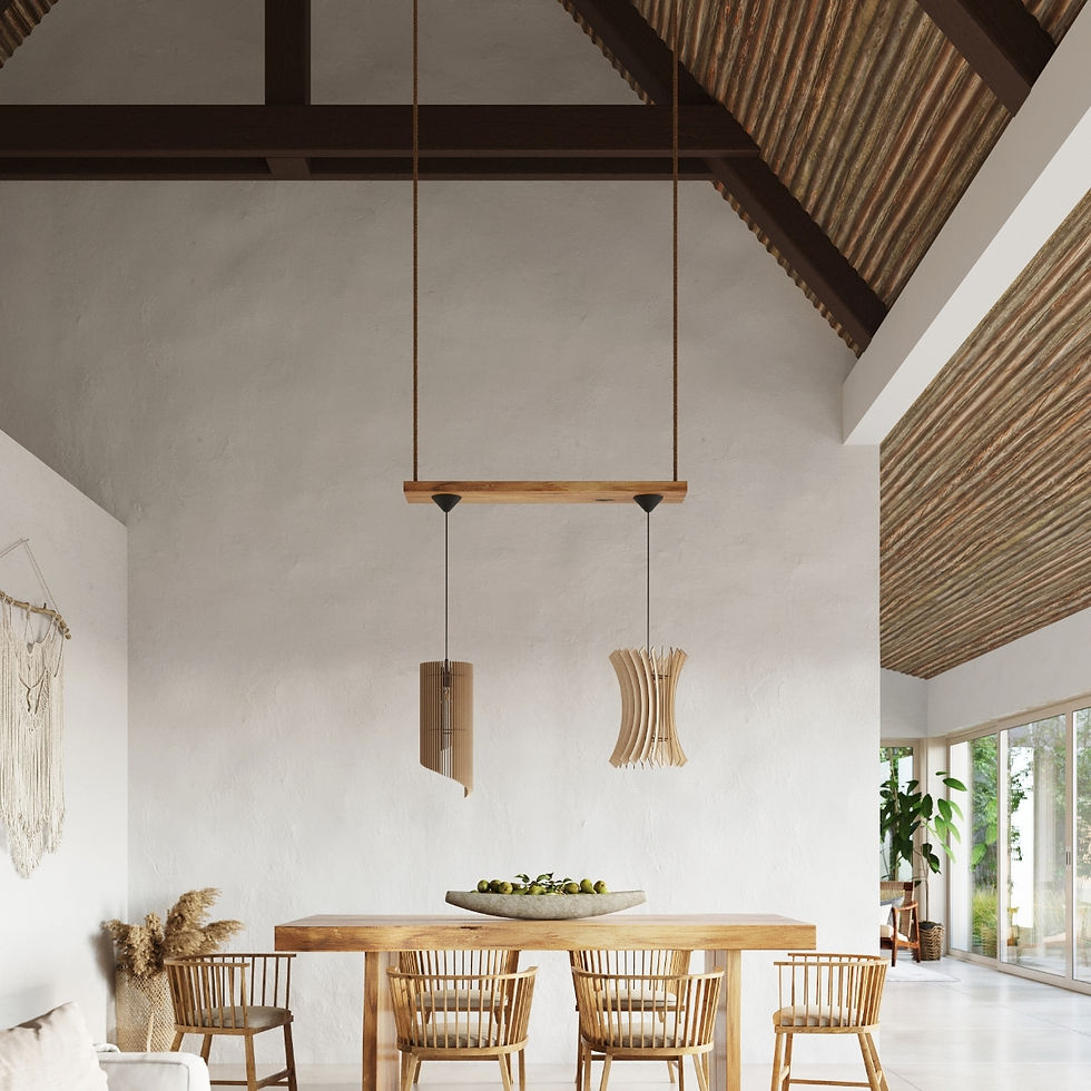 Thumbnail: Pendant lamp wood Alexia Scandinavian Design E27