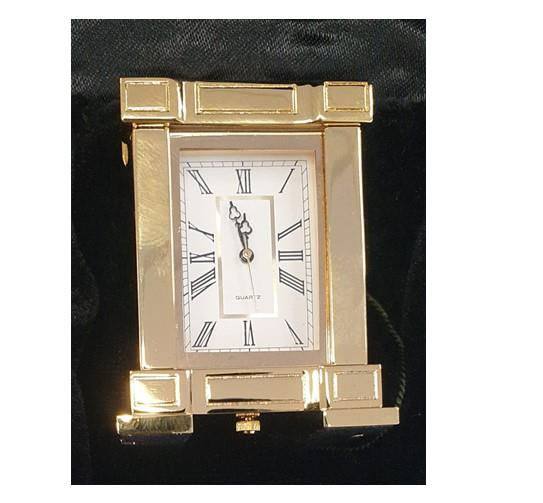Miniature Clock Rectangle French Mantel Gold Polished Solid Brass IMP38 - CLEARA