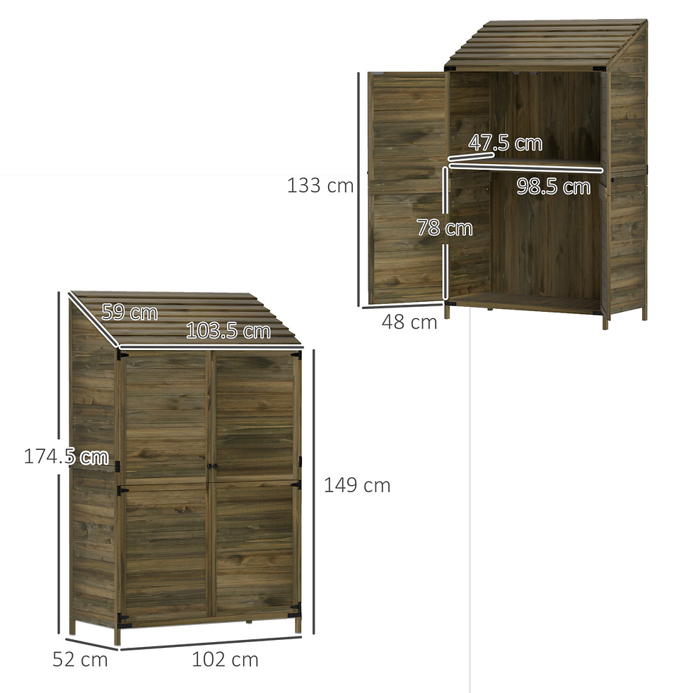 Thumbnail: Outsunny Wooden Garden Storage Shed w/Double Doors and Shelves, Green