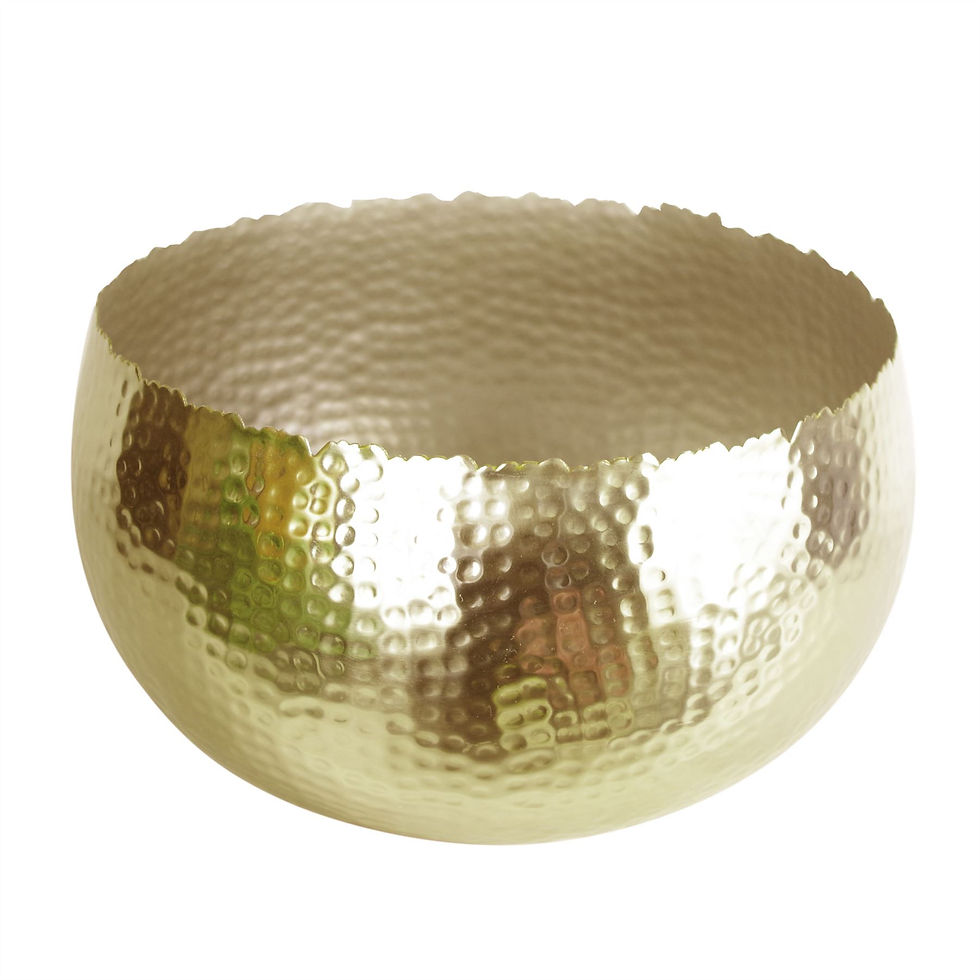Thumbnail: Leaf Large Metal Planter Bowl 32 x 20cm Hammered Gold Colour - Curvy Edge