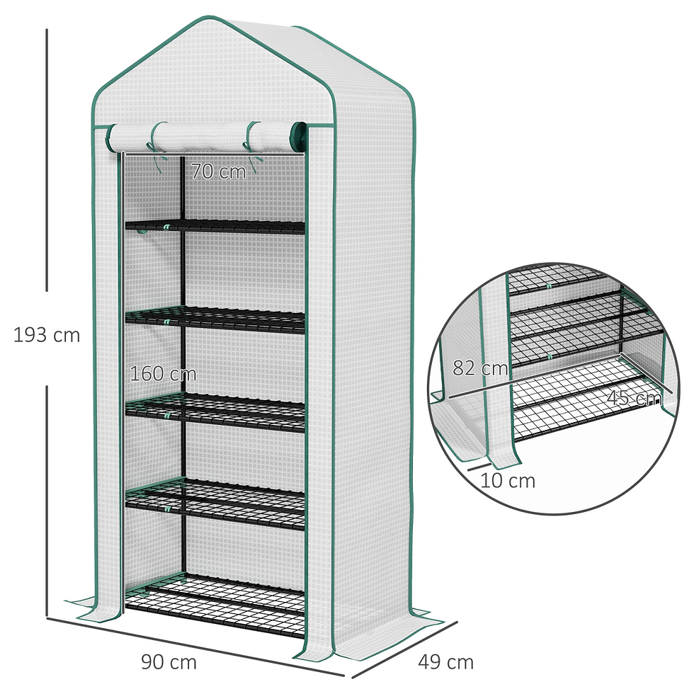 Thumbnail: Outsunny Widened Mini Greenhouse 5 Tier Green House, 193H x 90W x 49Dcm, White