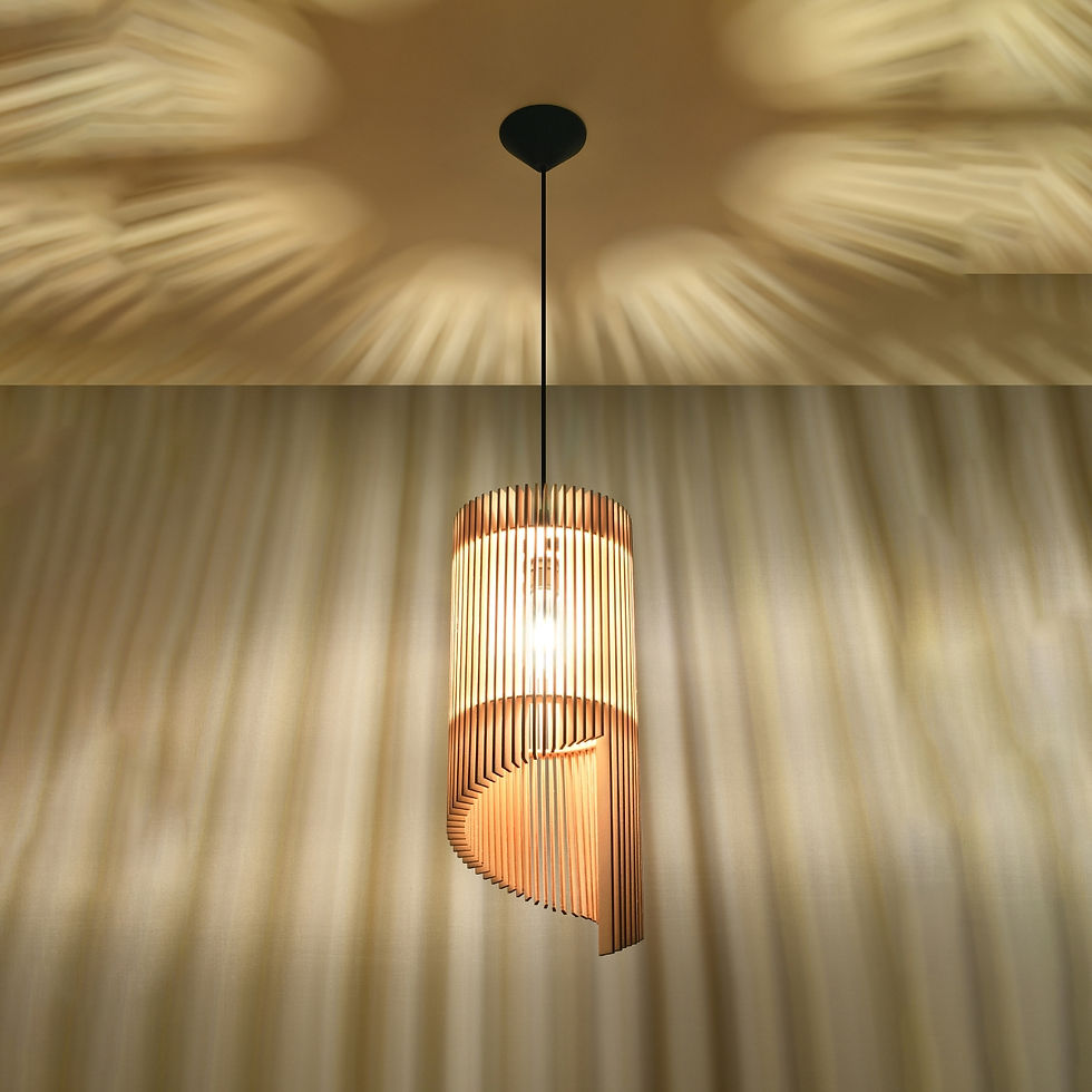 Thumbnail: Pendant lamp wood Alexia Scandinavian Design E27