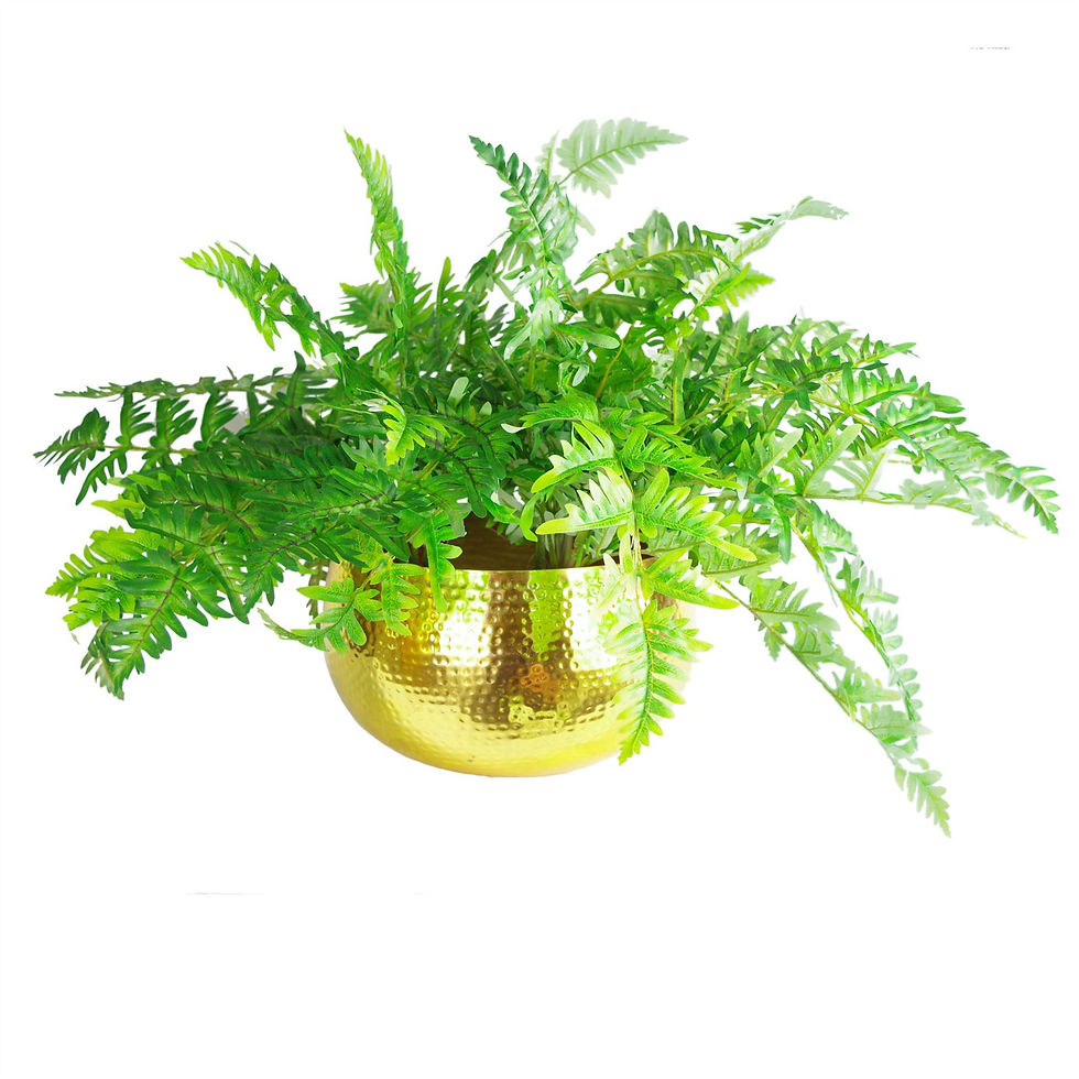 Thumbnail: Leaf Large Metal Planter Bowl 32 x 20cm Hammered Gold Colour - Straight Edge