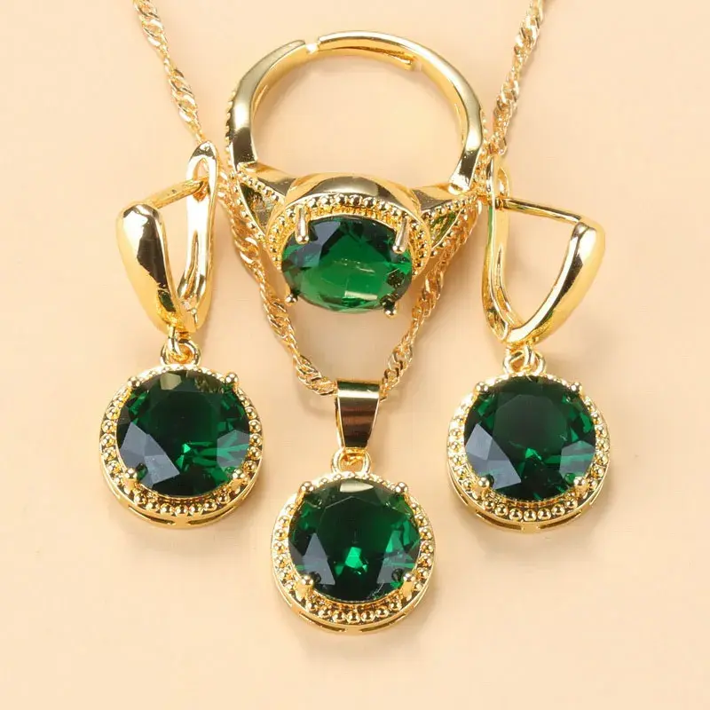 Thumbnail: Jewelry Sets Round Black Zircon Earrings and Necklace Ring for Women Gift