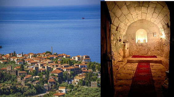 Grundstück 2269qm mit Meerblick und byzantinischer Kapelle (23qm) 14-16 Jh , West-Peloponesse, Kardamili,