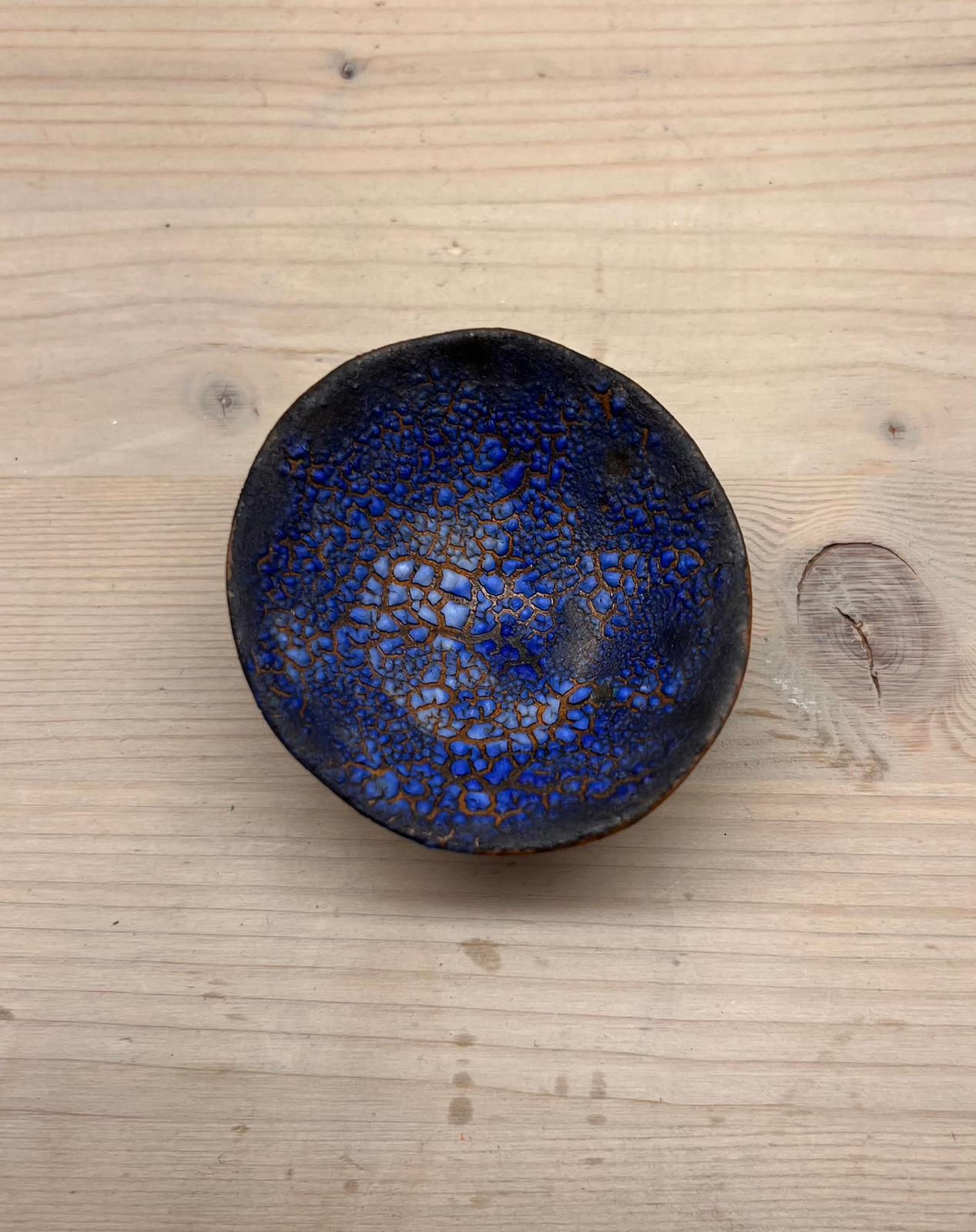 Piattino tondo blu porta anello