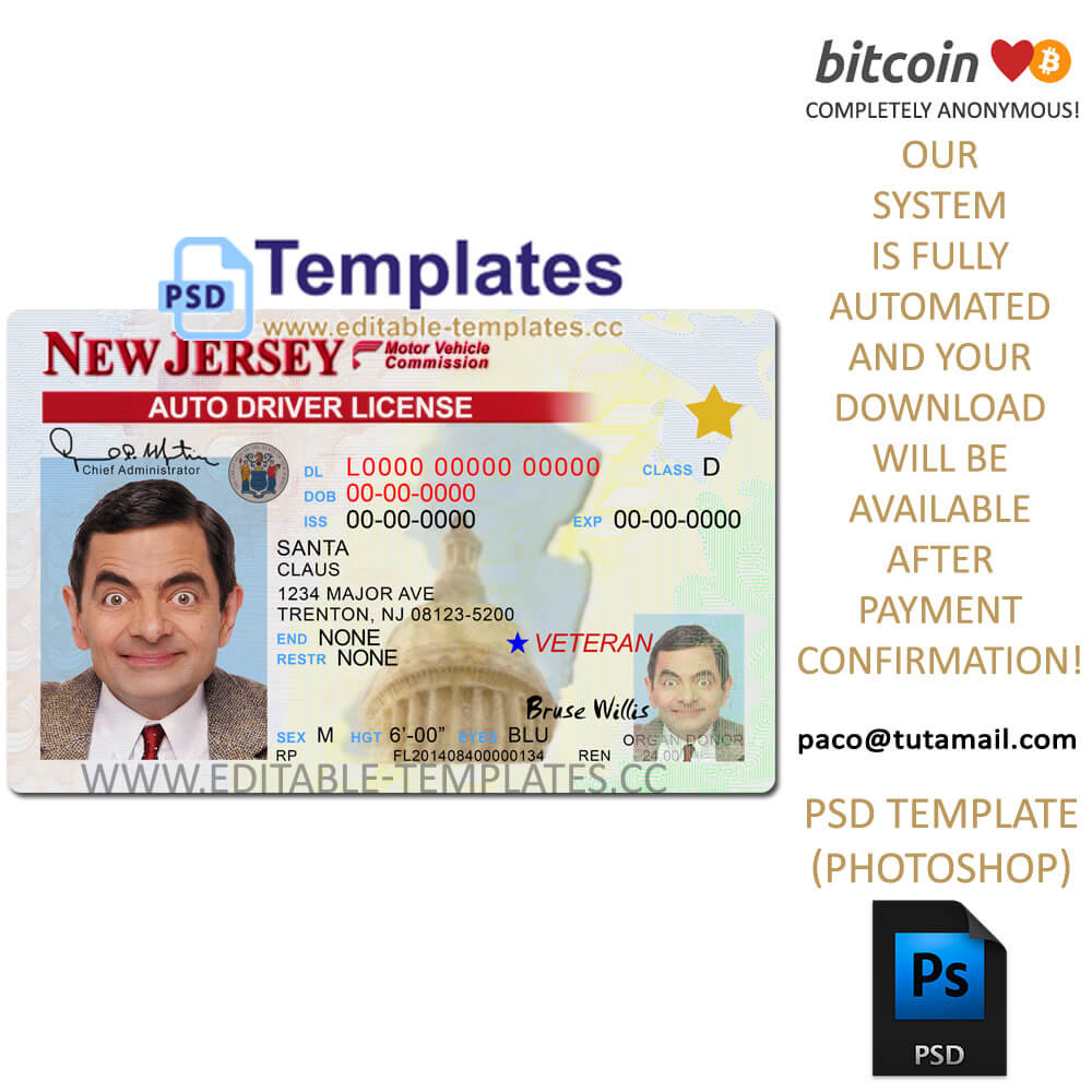 New Jersey Drivers License Photoshop Template New Jersey Drivers License Photoshop Template