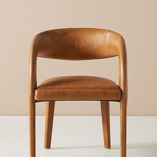 Leather barrel back dining chair