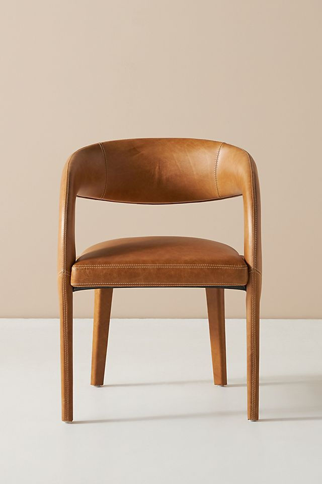 Leather barrel back dining chair