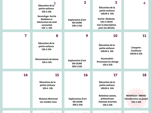 Notre calendrier de novembre
