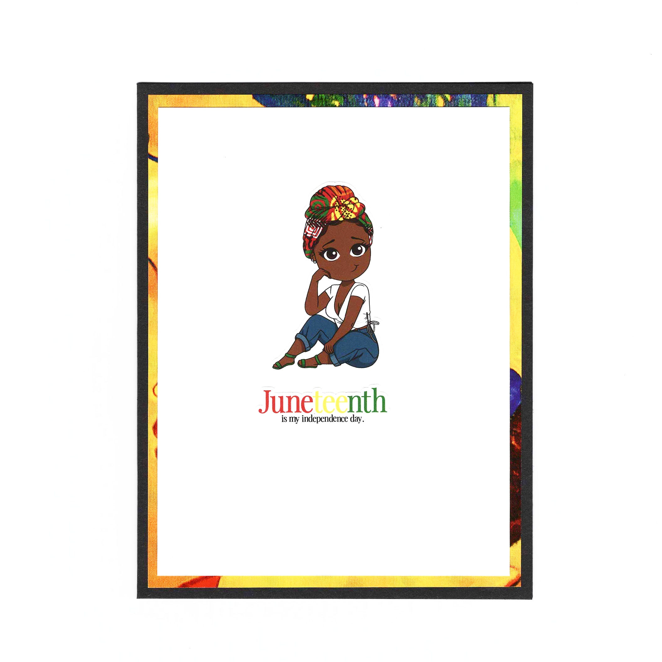 Brown Girl wearing a Red Black and Yellow Headwrap