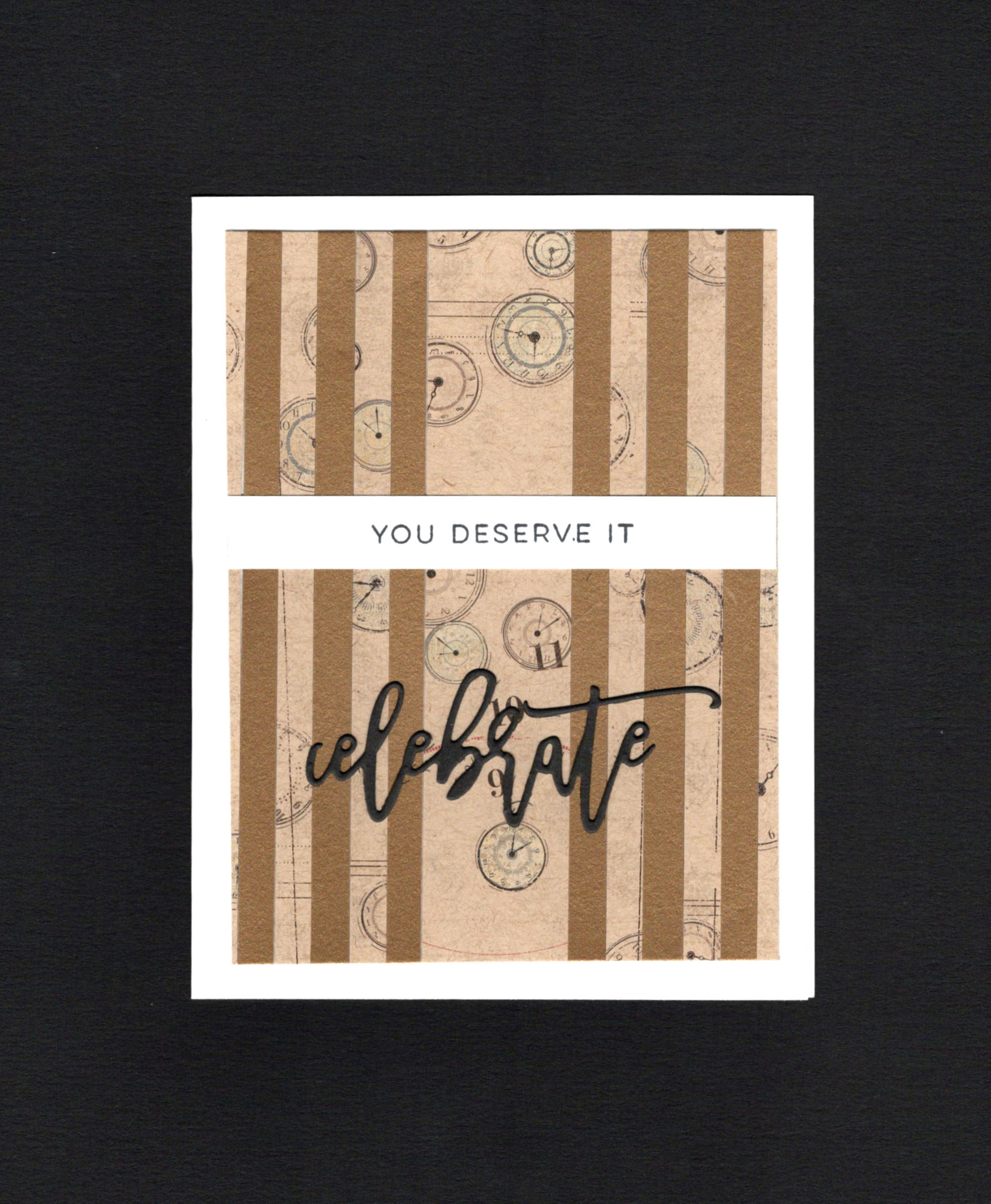 Whit card with black clocks