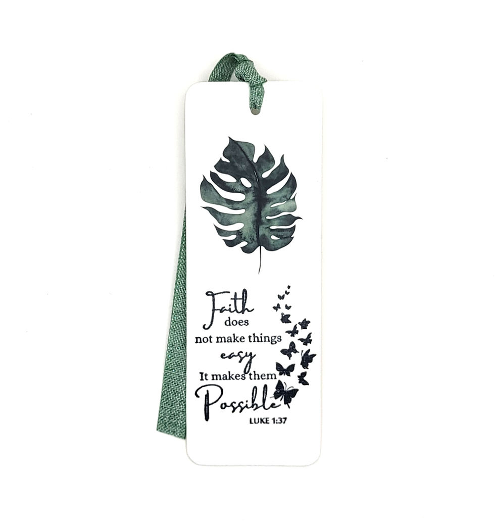 Green leaf and white bookmark